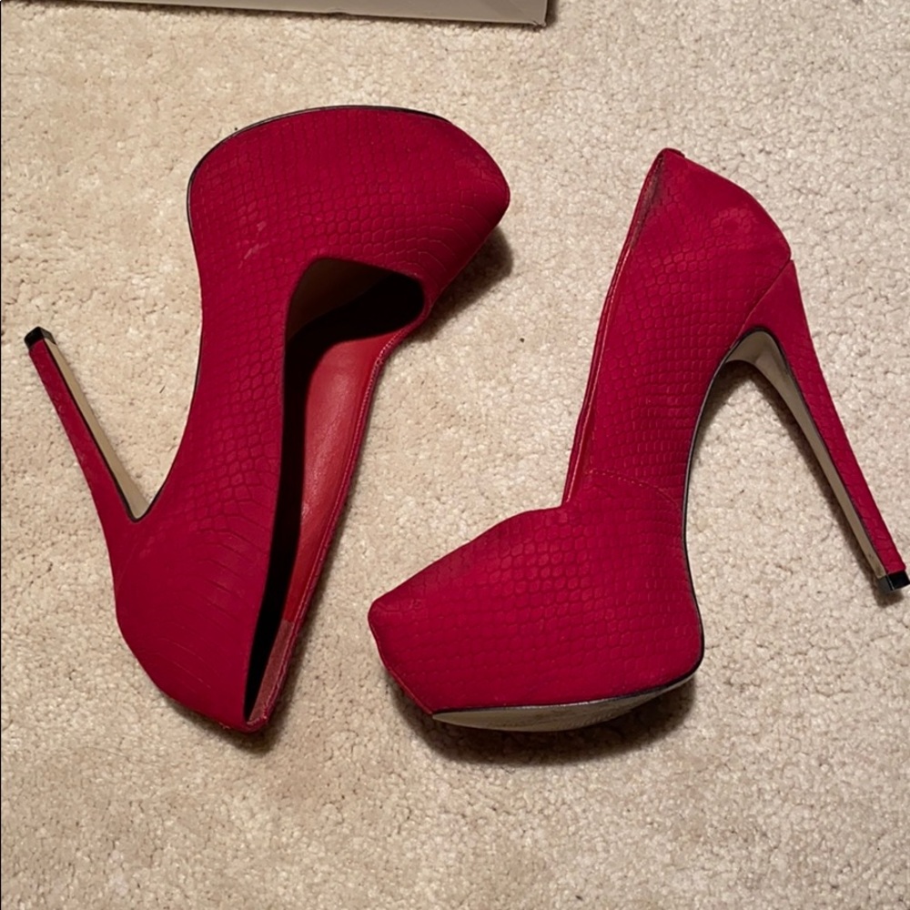 ALDO Red Calida Snakeskin Pumps